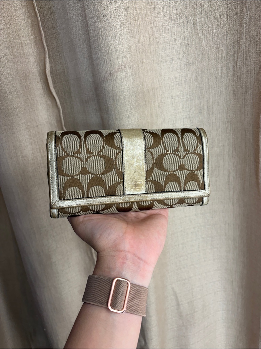 Coach Signature Wallet in Brown and Gold Trim Matching purse on my profile